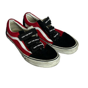 Vans Old Skool V Logo Pop Mens 8.5, Woman 10.0 Black Red White Shoes Sneakers